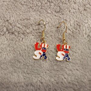 Fourth of July Patriotic Women Earrings One Pair USA Flag Hanging Dangle E59E